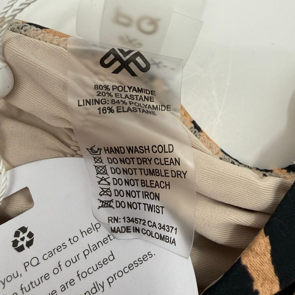 PQ Swim Bikini Bottom SZ Small NWT Cleo Link TieSide Teeny Tiger Print Gold Ring - Picture 14 of 16